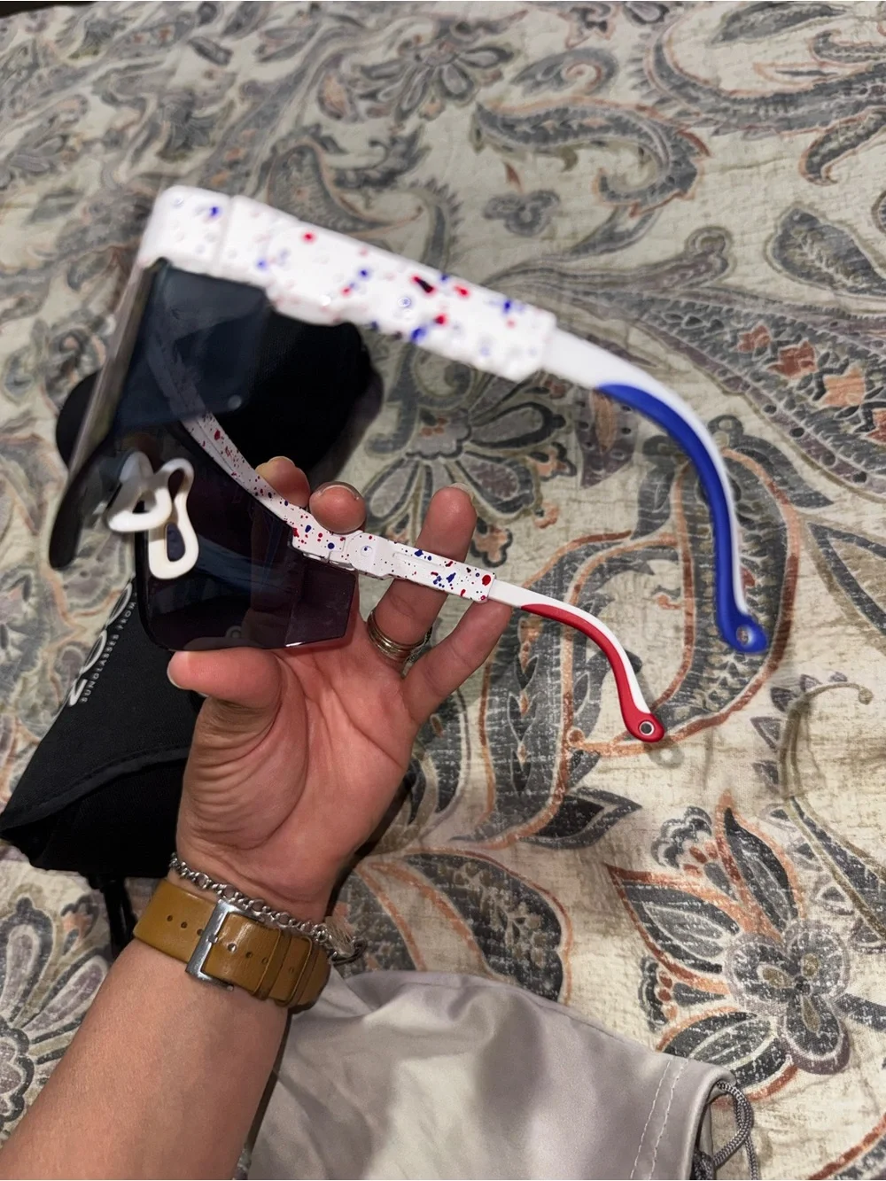 Pit Viper White Frame Sunglasses with Red Speckle Accents